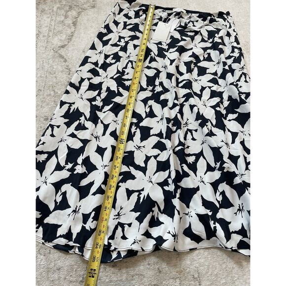 Joie Brystal High Waist MIDI Floral Black White Skirt NWT $248 Lined‎ Size 14 - Picture 9 of 9
